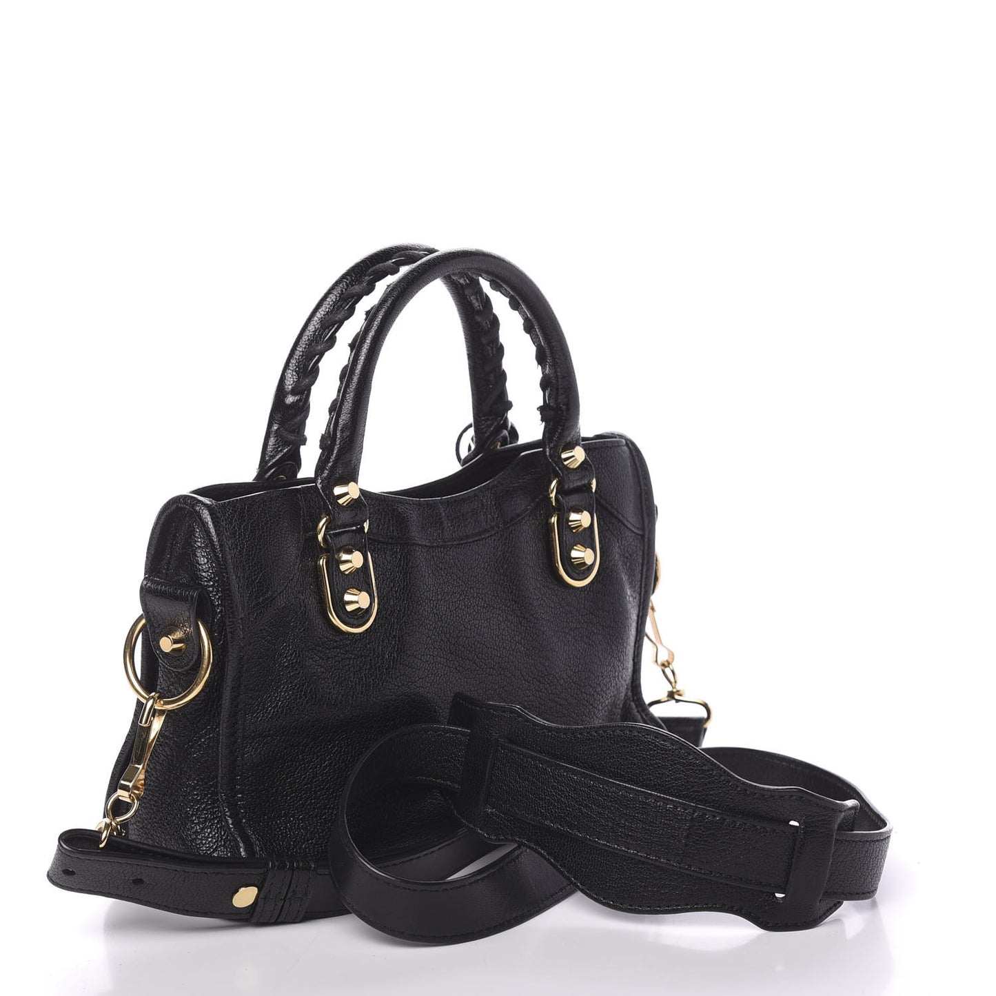 Chevre Gold Metallic Edge Hardware Mini City Black