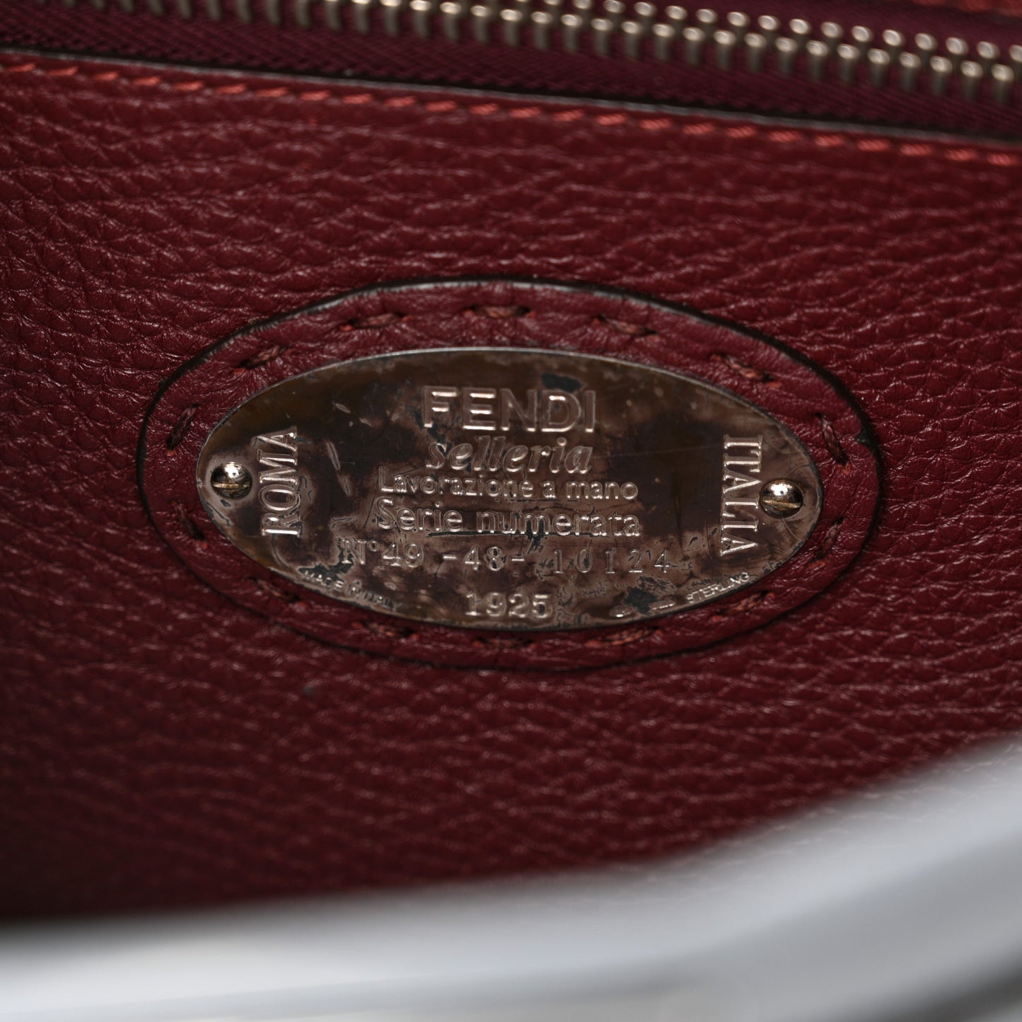 Cuoio Romano Selleria Bi-Color Medium Peekaboo Iconic Satchel Nube Bordeaux