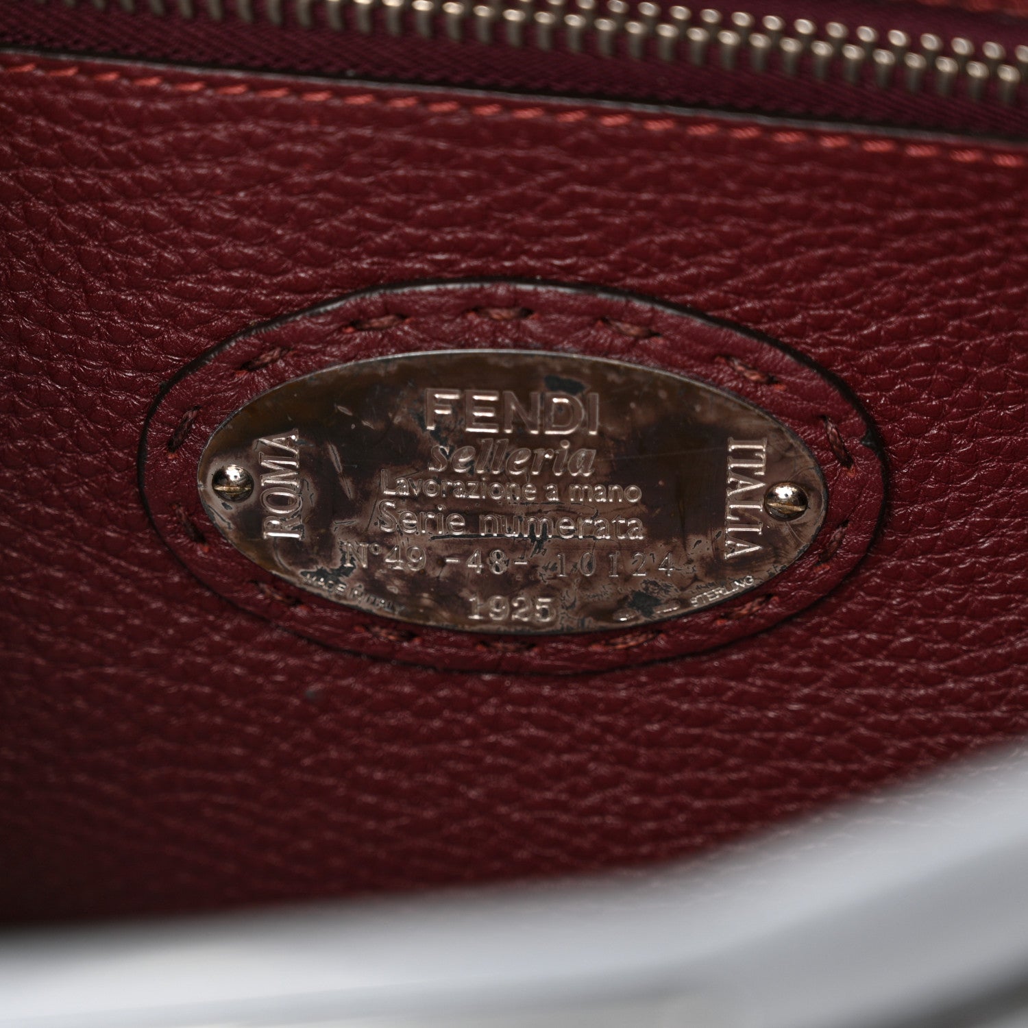 Fendi Cuoio Romano Selleria Bi-Color Medium Peekaboo Iconic Satchel Nube Bordeaux 7 of 11