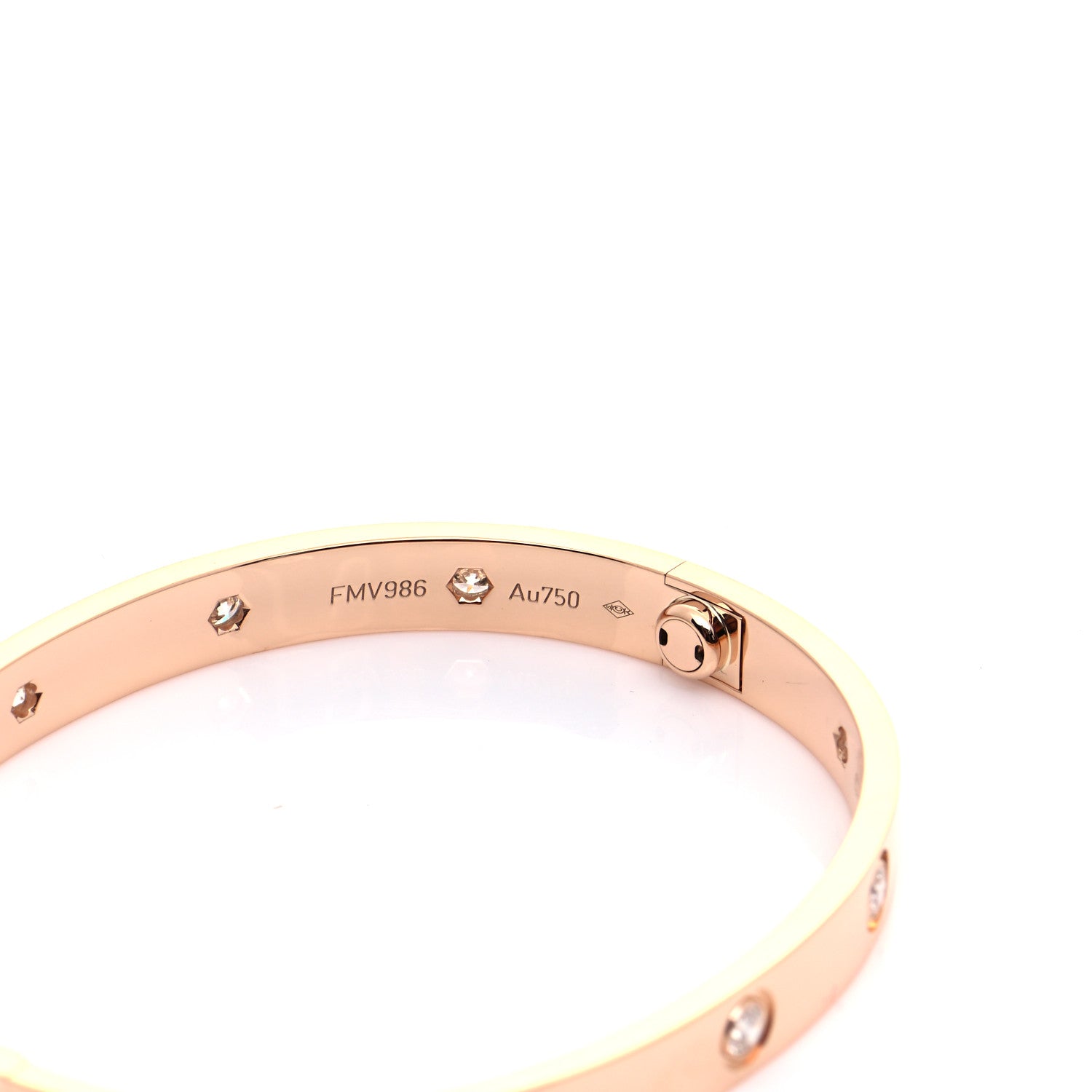 Cartier 18K Pink Gold 10 Diamond LOVE Bracelet 17 5 of 8