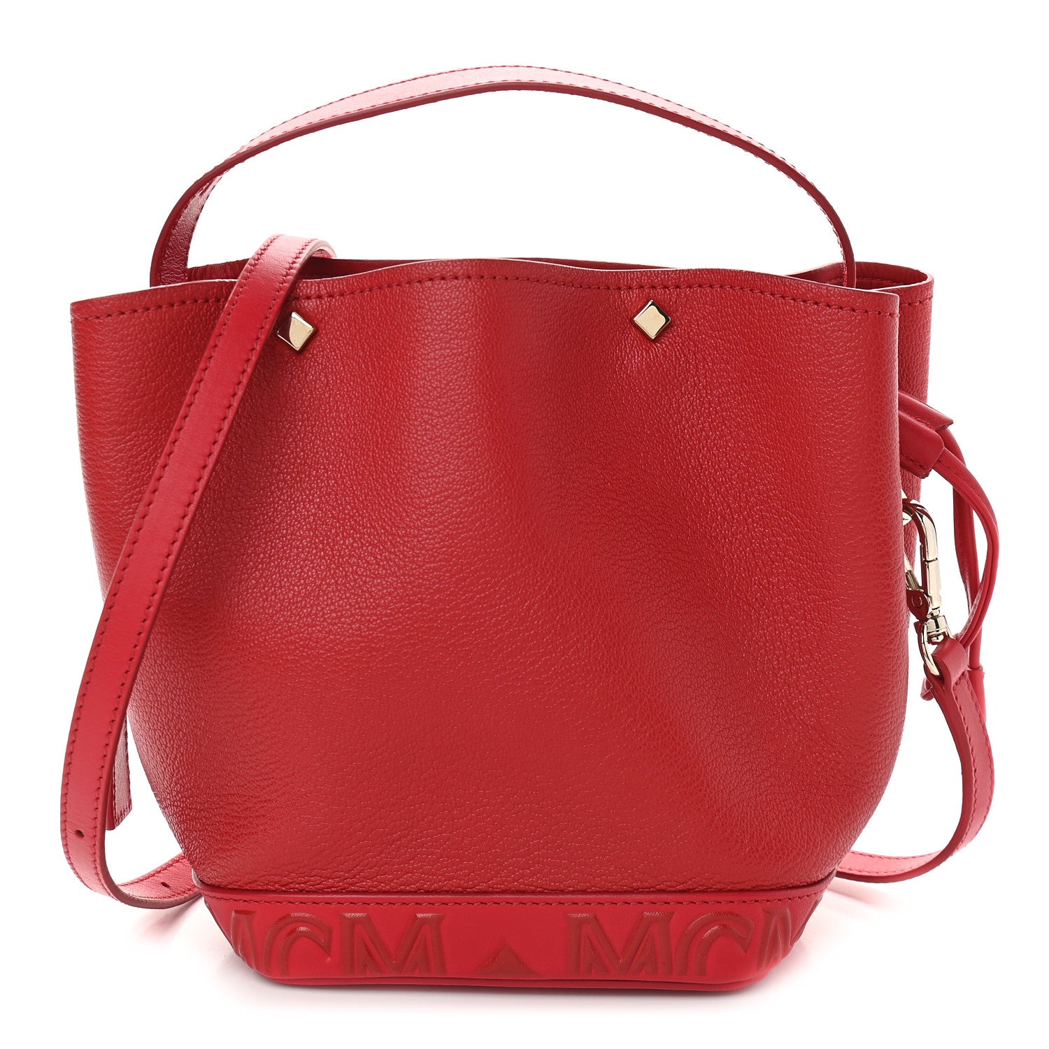 MCM Grained Calfskin Bucket Bag Red 1 of 9