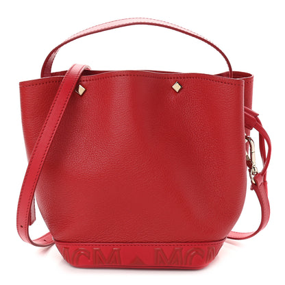 MCM Grained Calfskin Bucket Bag Red 1 of 9