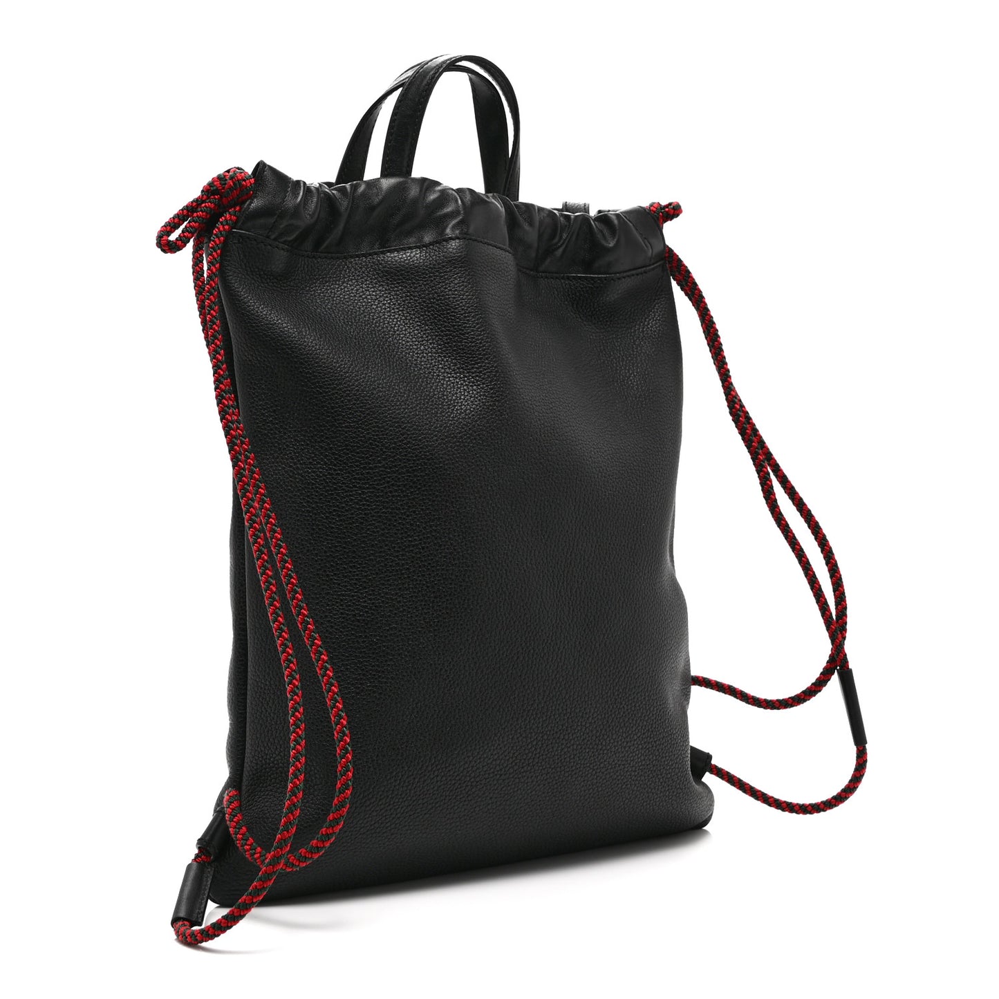 Calfskin Logo Drawstring Backpack Black