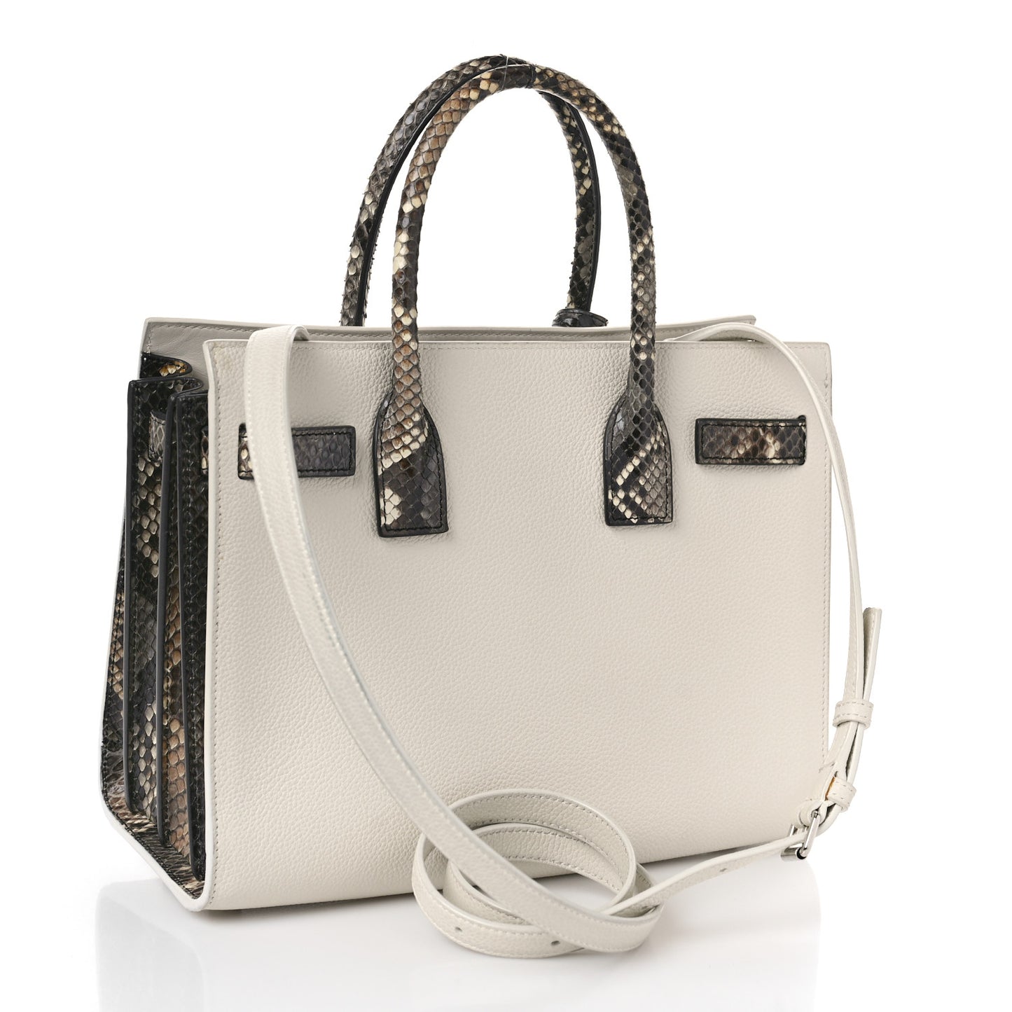 Grained Calfskin Baby Sac De Jour White Black