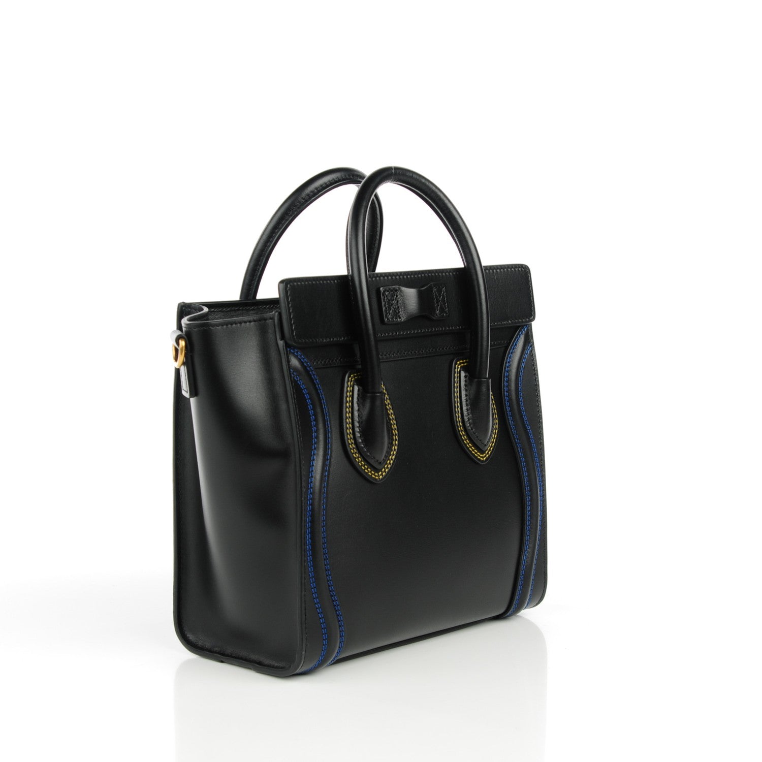 Celine Smooth Calfskin Multicolor Double Stitching Nano Luggage Black 3 of 7