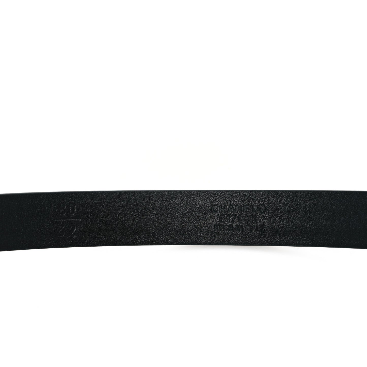Glitter Calfskin CC Logo Skinny Belt 80 32 Charcoal