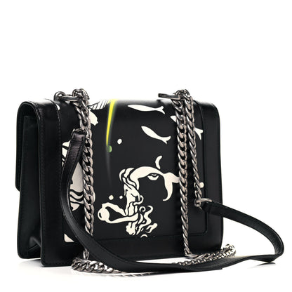 Prada City Calfskin Severine Mermaid Print Flap Black Mango 3 of 9