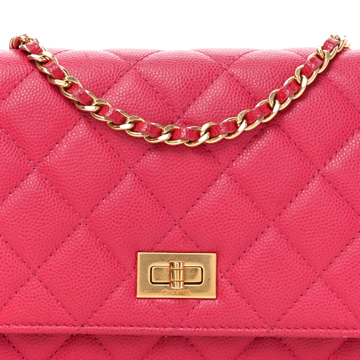 Caviar Quilted 2.55 Reissue Wallet On Chain WOC Dark Pink
