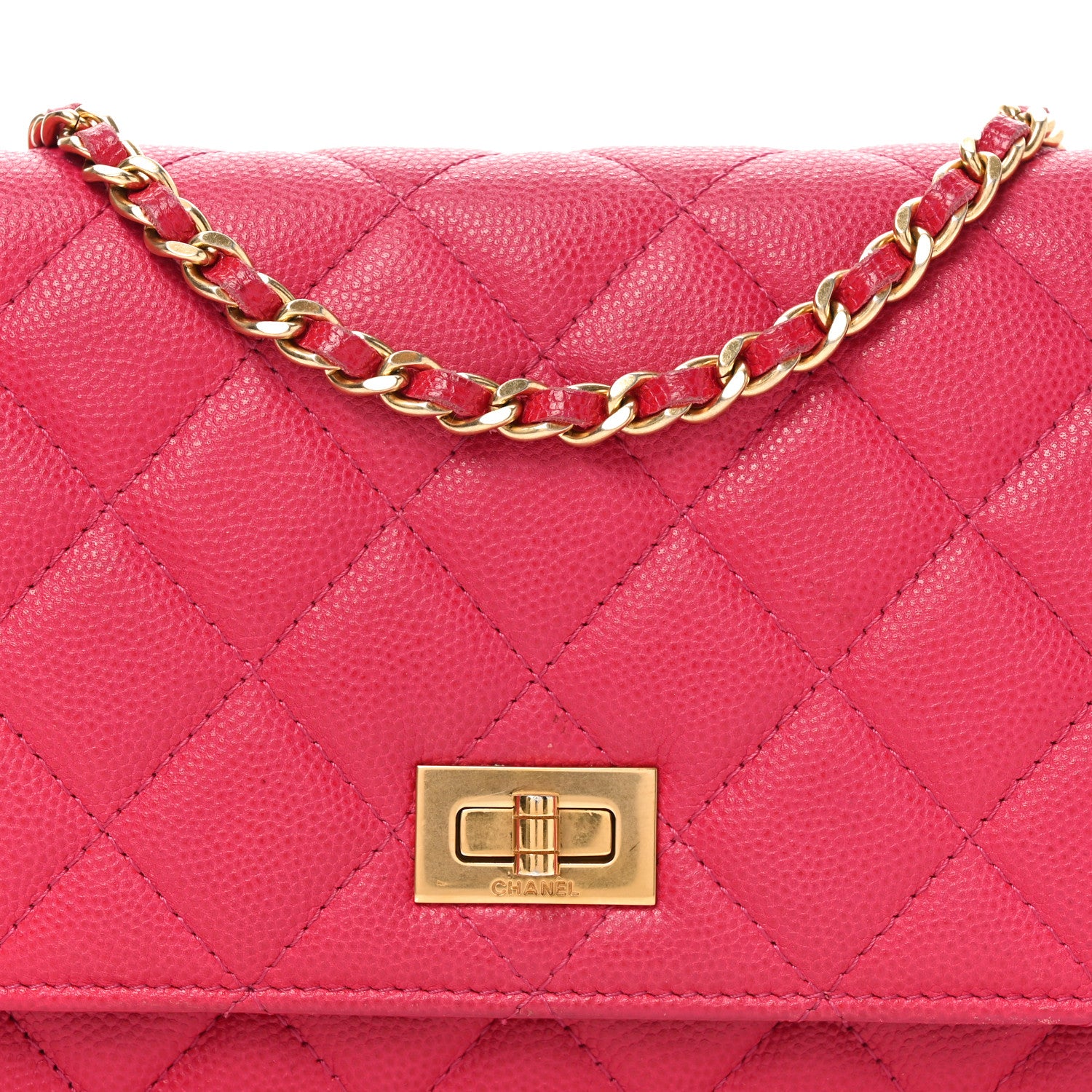 Chanel Caviar Quilted 2.55 Reissue Wallet On Chain WOC Dark Pink 9 of 11