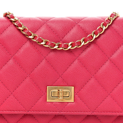 Chanel Caviar Quilted 2.55 Reissue Wallet On Chain WOC Dark Pink 9 of 11