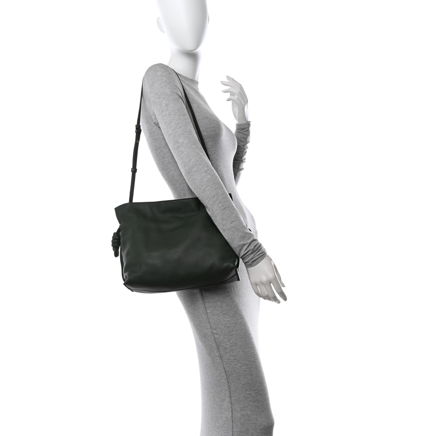 Nappa Flamenco Knot Clutch Vintage Khaki
