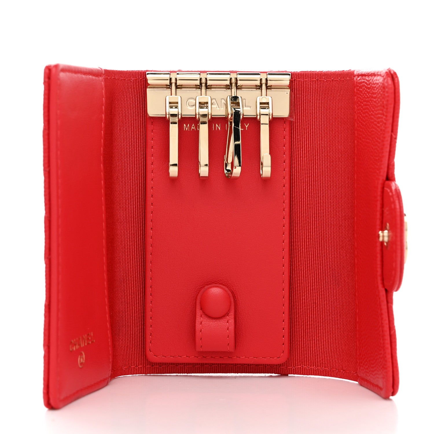 Chanel Caviar Quilted Classic 4 Key Holder Wallet Red 5 of 8