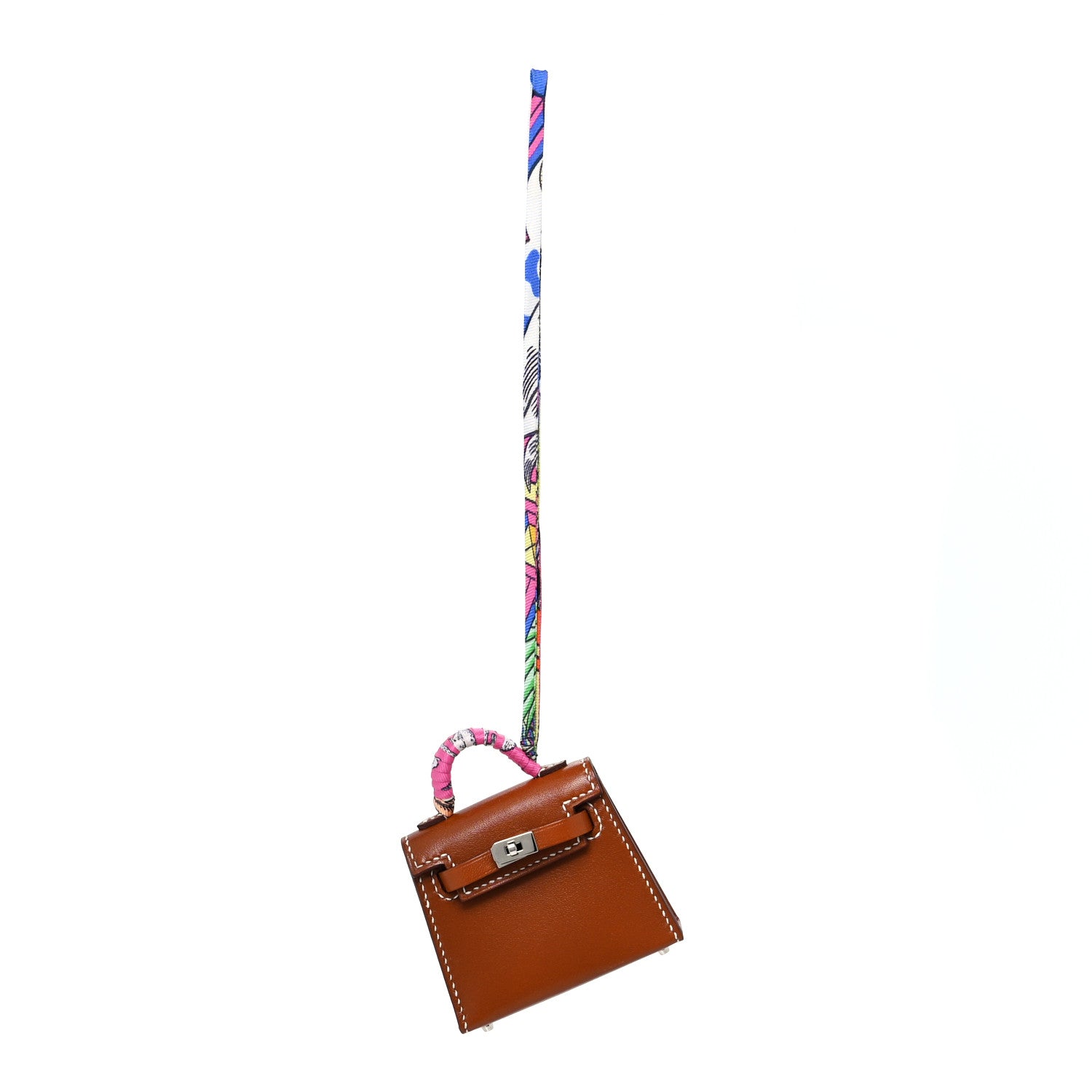 Hermes Tadelakt Mini Kelly Twilly Bag Charm Fauve 1 of 4