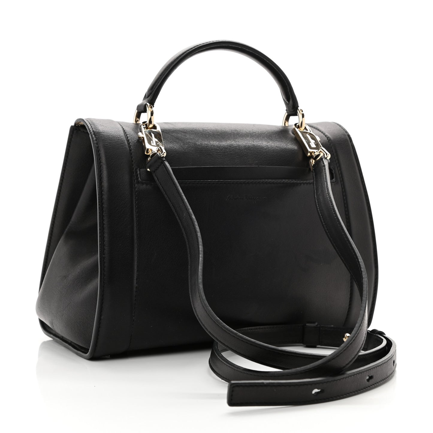Calfskin Sofia Rainbow Top Handle Bag Black