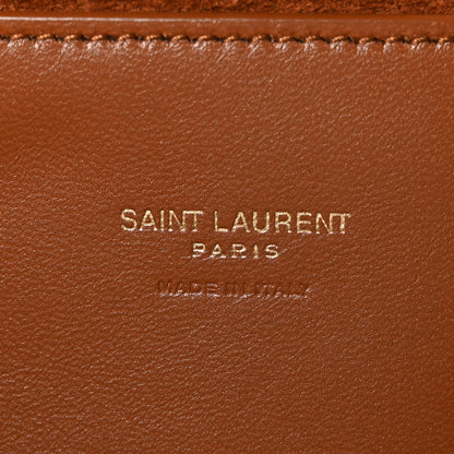 Saint Laurent Calfskin Crocodile Embossed Suede Medium Reversible Monogram Kate Satchel Military Taupe 6 of 10