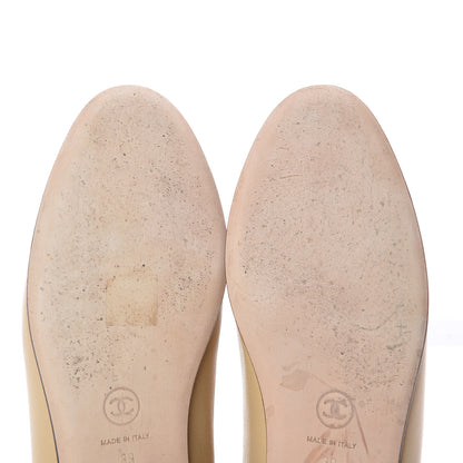 Chanel Lambskin Cap Toe CC Ballerina Flats 39 Beige Black 9 of 12