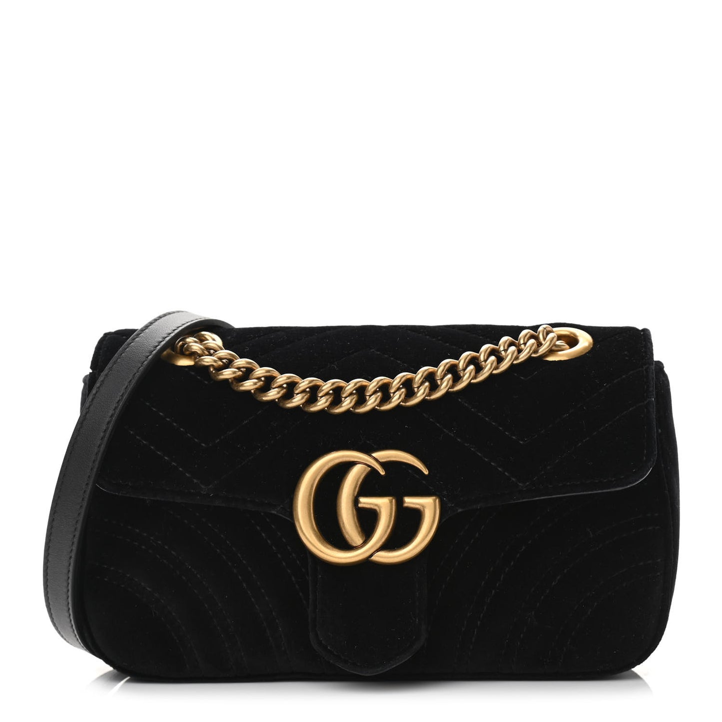 Velvet Matelasse Mini GG Marmont Shoulder Bag Black