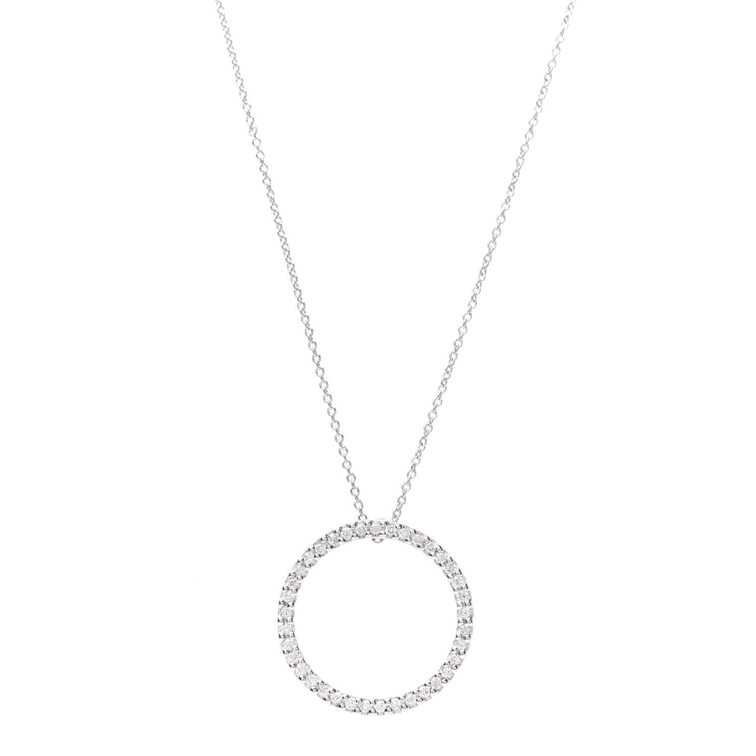 Roberto Coin 18K White Gold Diamond Medium Tiny Treasures Circle Pendant Necklace 4 of 6