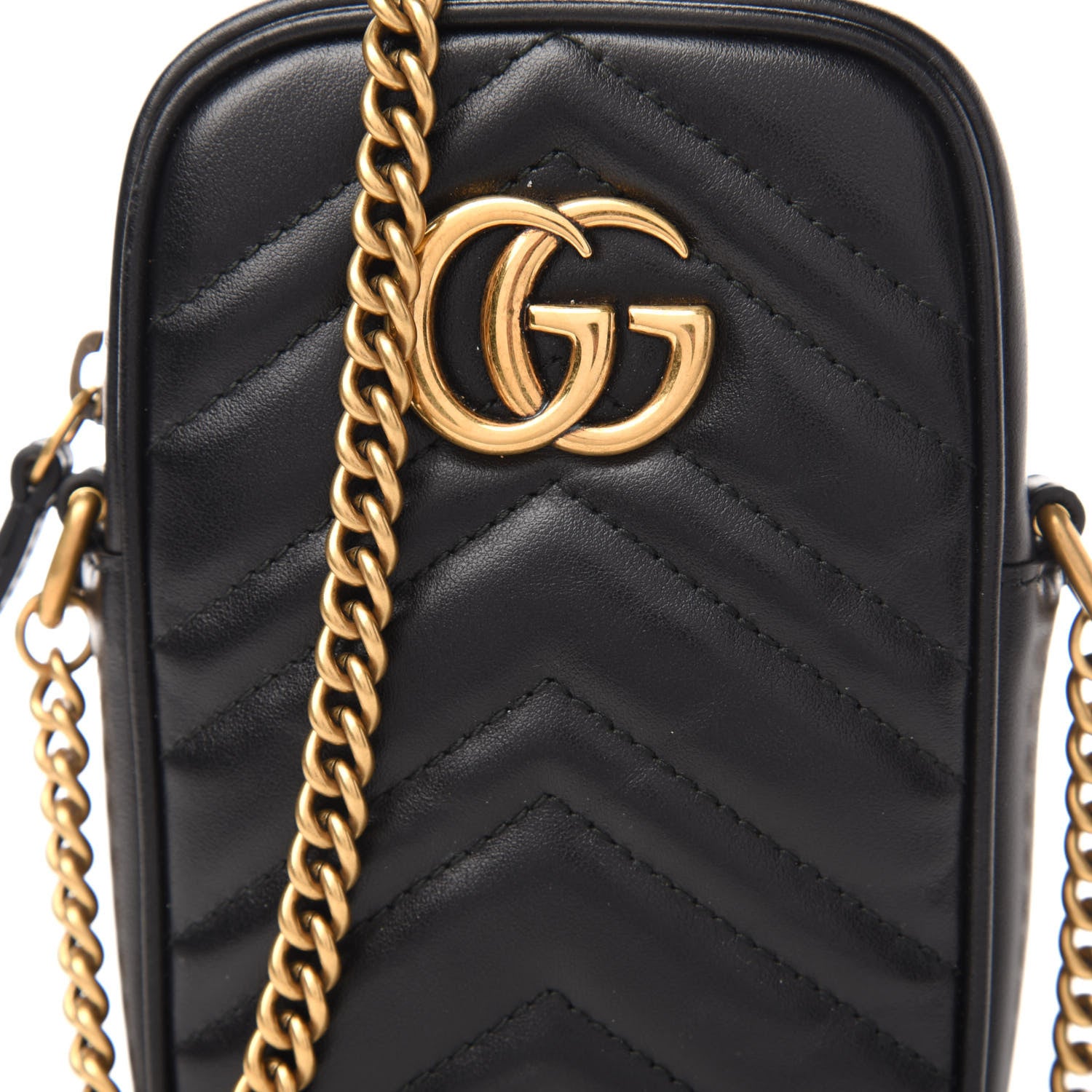 Gucci Calfskin Matelasse Mini GG Marmont Crossbody Bag Black 9 of 10