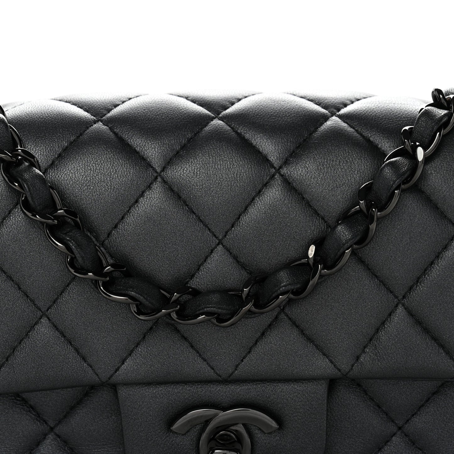 Lambskin Quilted Mini Rectangular Flap So Black