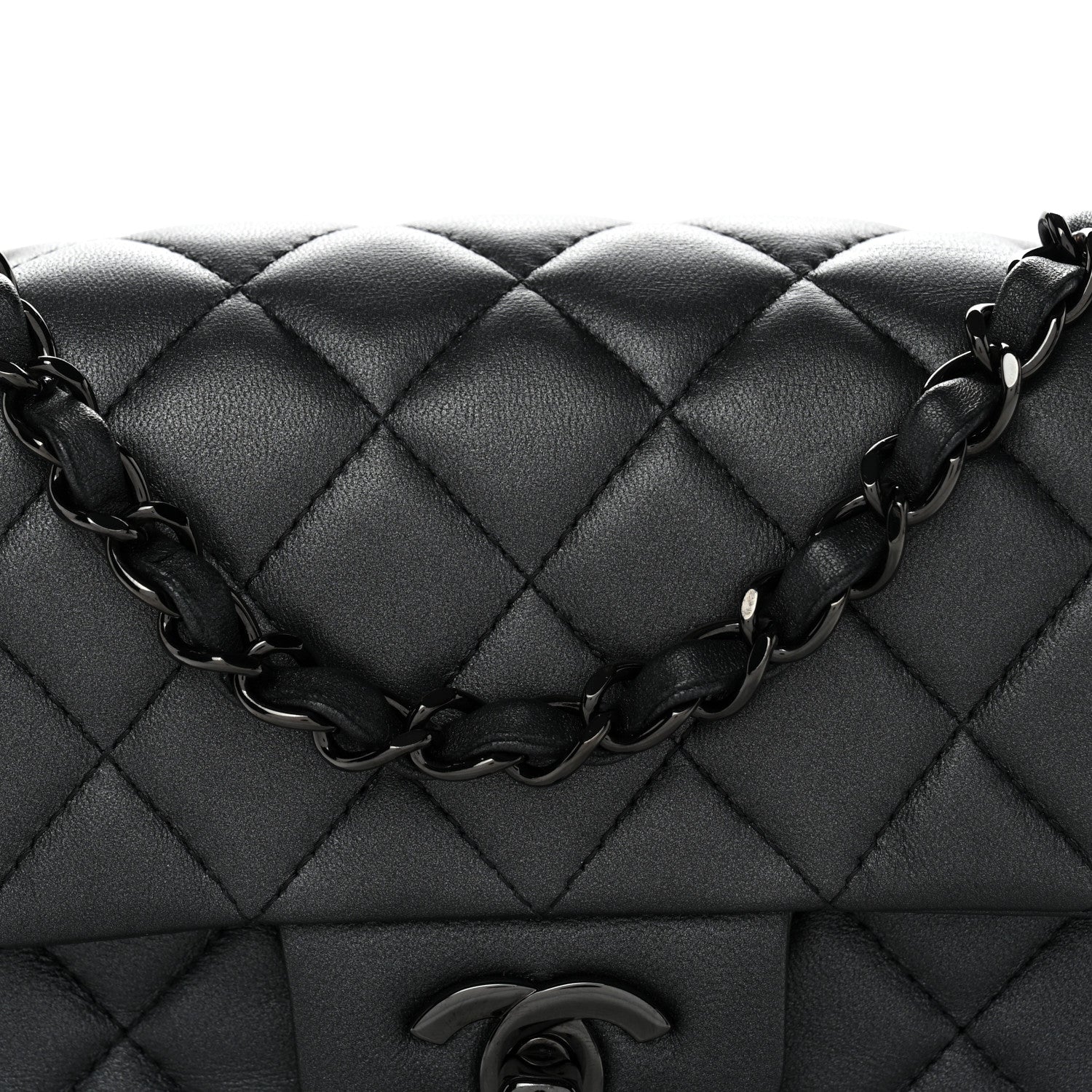 Chanel Lambskin Quilted Mini Rectangular Flap So Black 8 of 10