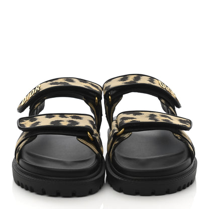 Christian Dior Technical Fabric Mizza Print DiorAct Sandals 37 Beige Multicolor 2 of 9