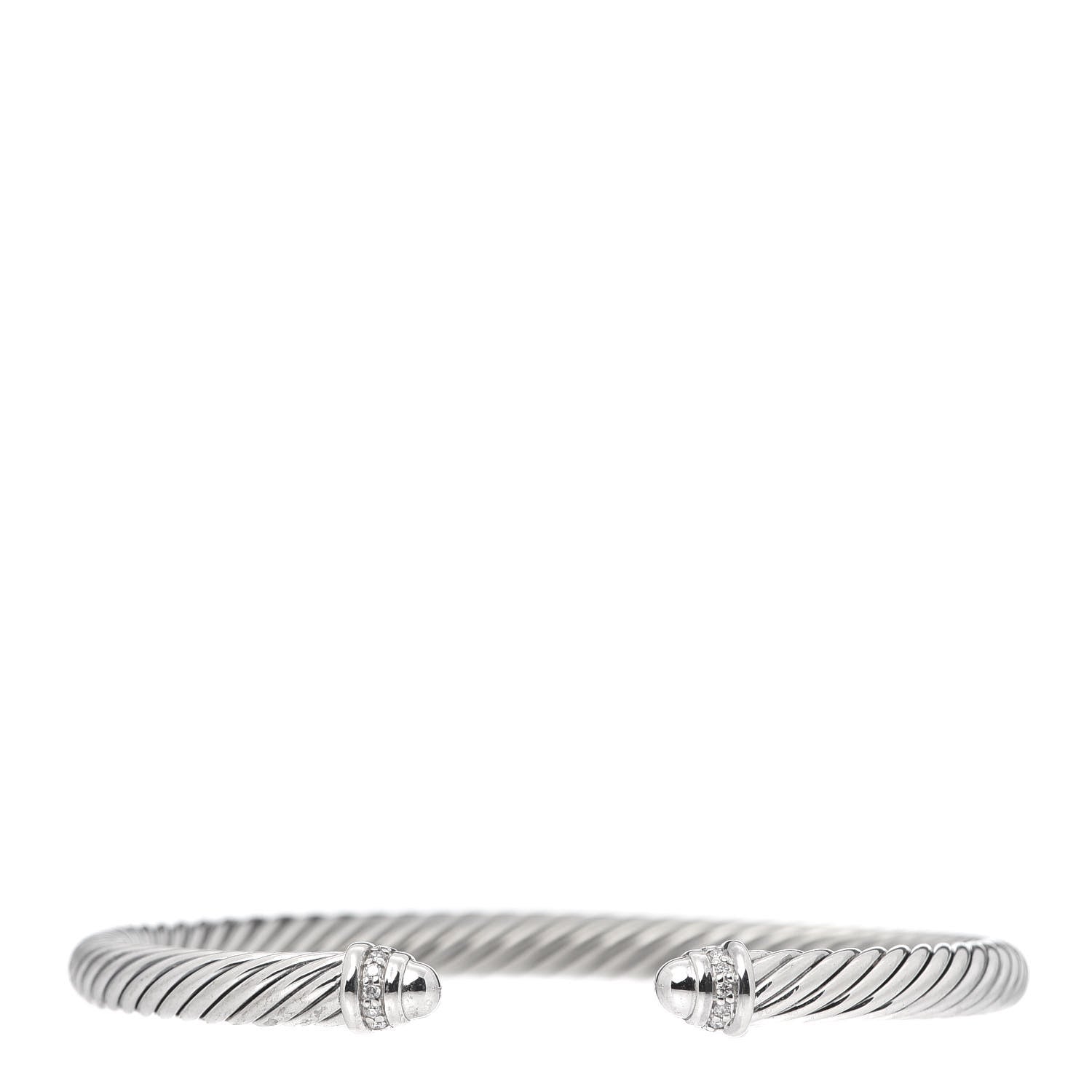 David Yurman Sterling Silver Diamond 5mm Cable Classics Dome Bracelet 1 of 6