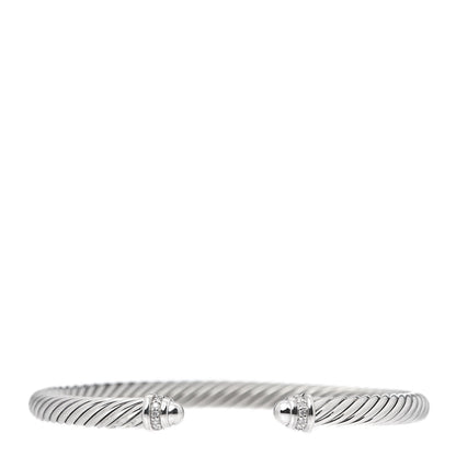David Yurman Sterling Silver Diamond 5mm Cable Classics Dome Bracelet 1 of 6
