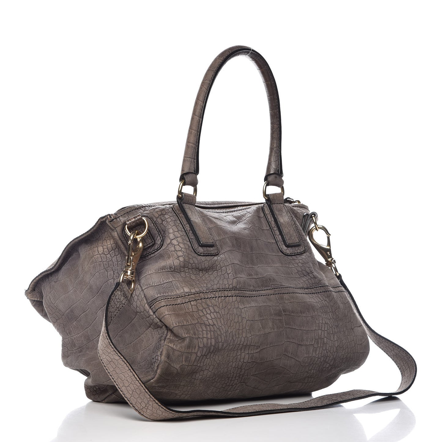 Nubuck Crocodile Embossed Large Pandora Grey