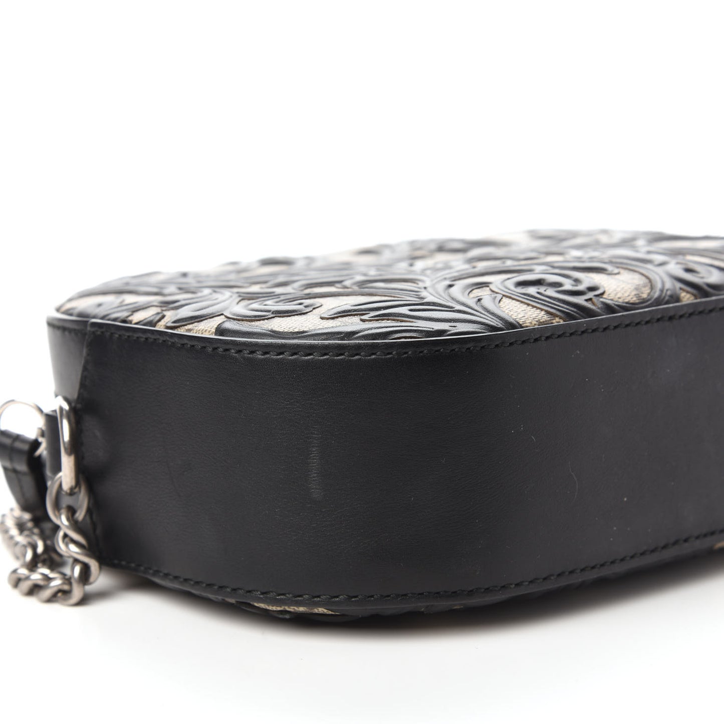 GG Supreme Monogram Arabesque Mini Chain Shoulder Bag Beige Black