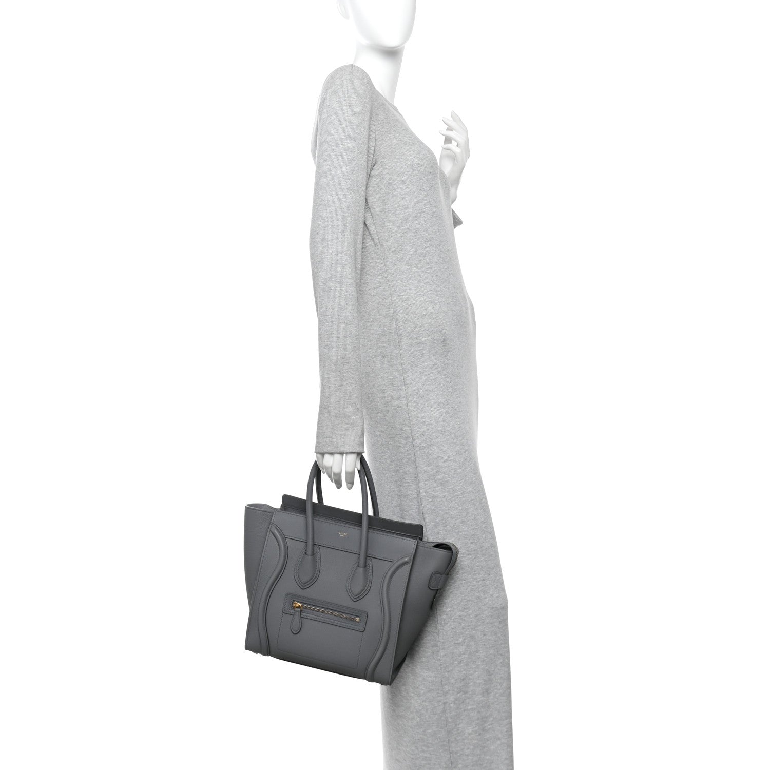 Celine Baby Drummed Calfskin Micro Luggage Kohl 2 of 12