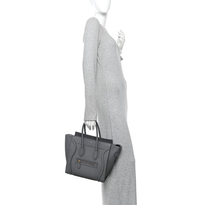 Celine Baby Drummed Calfskin Micro Luggage Kohl 2 of 12