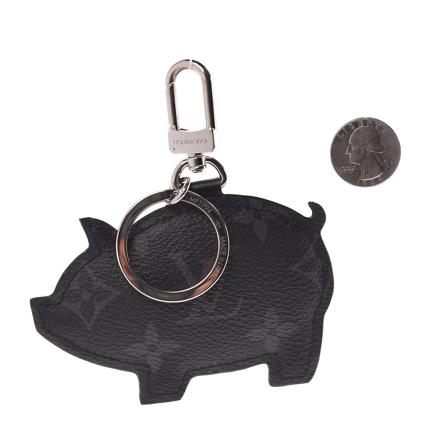 Louis Vuitton Calfskin Monogram Eclipse Pig Bag Charm Key Holder 2 of 4