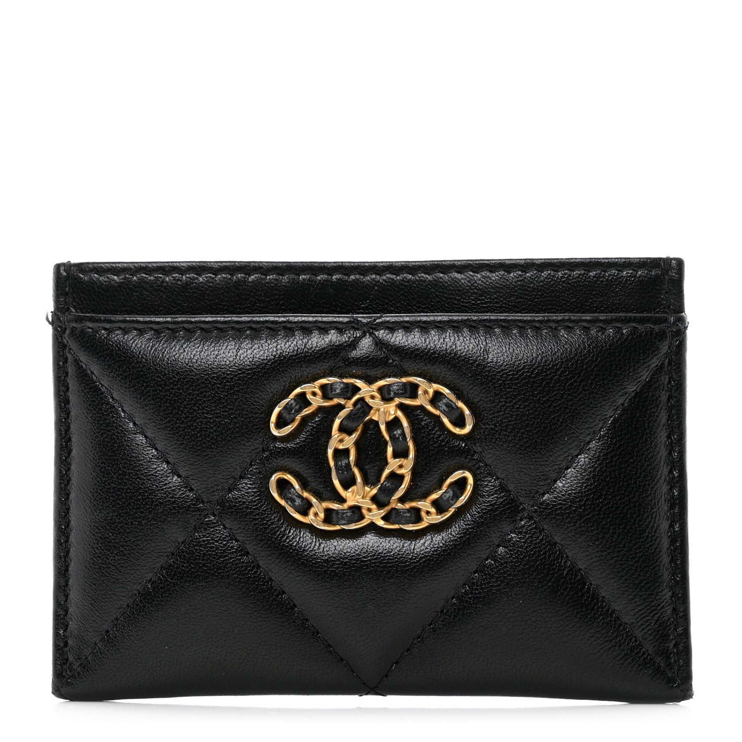 Chanel Lambskin Quilted Chanel 19 Card Holder Black 1 of 9