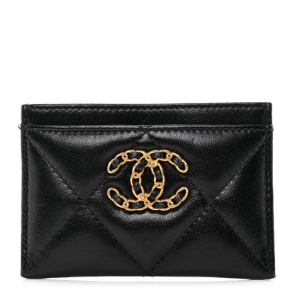 Chanel Lambskin Quilted Chanel 19 Card Holder Black 1 of 9