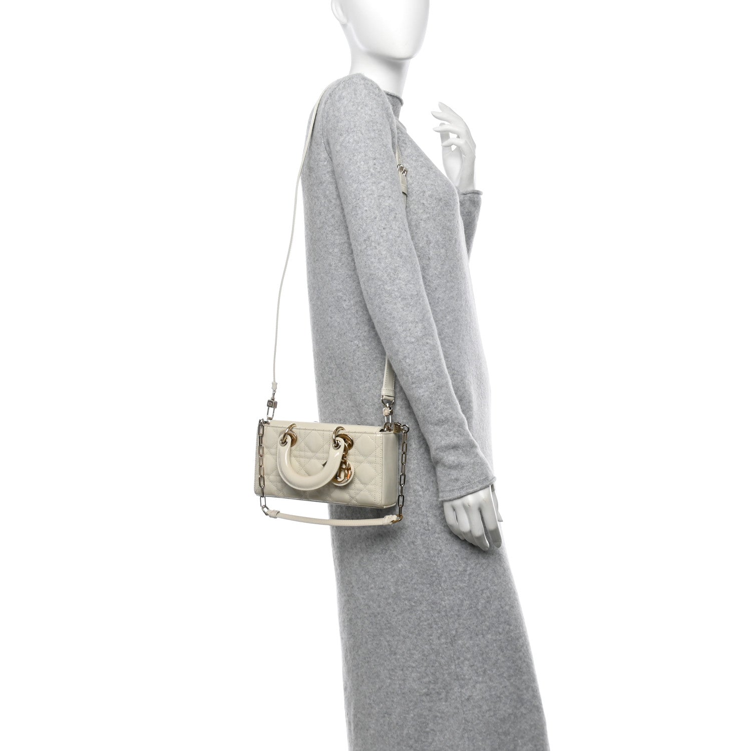 Christian Dior Patent Cannage Small Lady D-Joy White 2 of 12