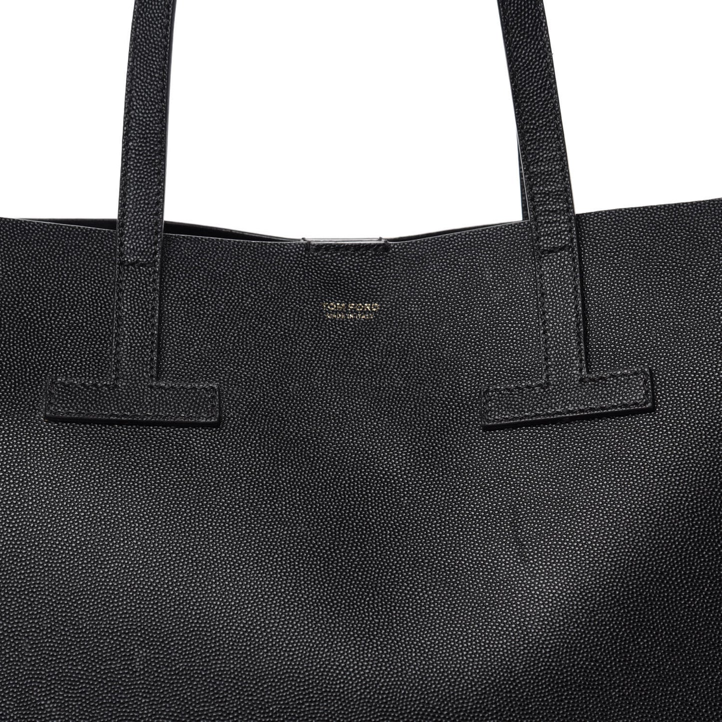 Grained Calfskin Small T Tote Black