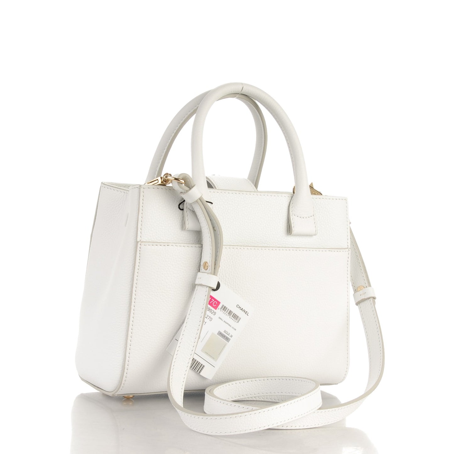 Grained Calfskin Mini Neo Executive Shopper Tote White