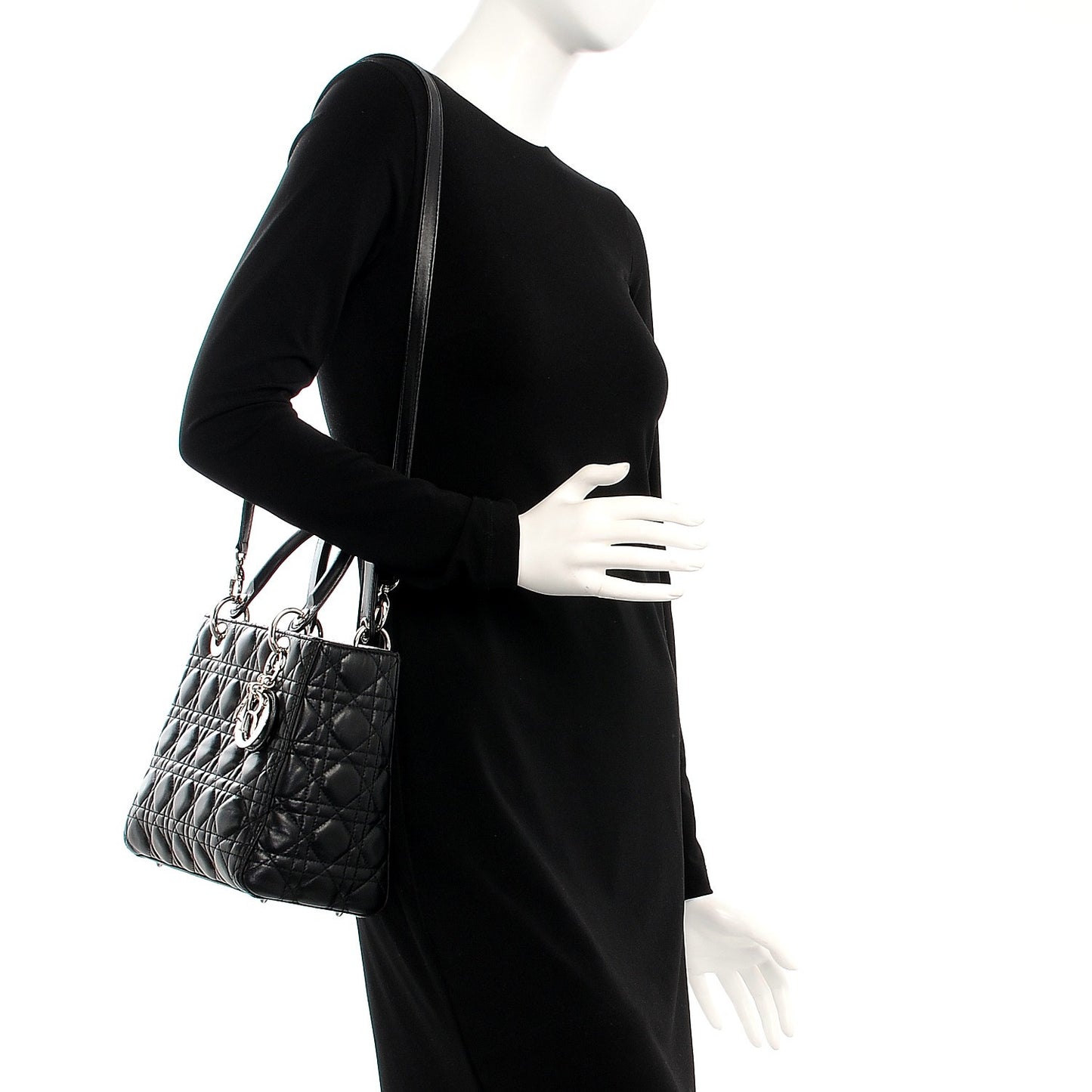 Lambskin Cannage Medium Lady Dior Black