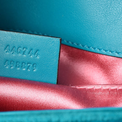 Gucci Velvet Matelasse Mini GG Marmont Shoulder Bag Pavone Cyan 8 of 9