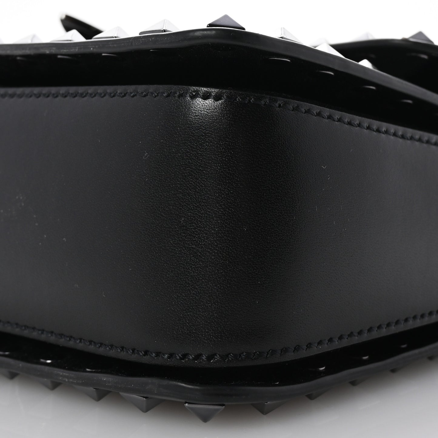 Smooth Calfskin Enamel Tonal Rockstud23 Shoulder Bag Black