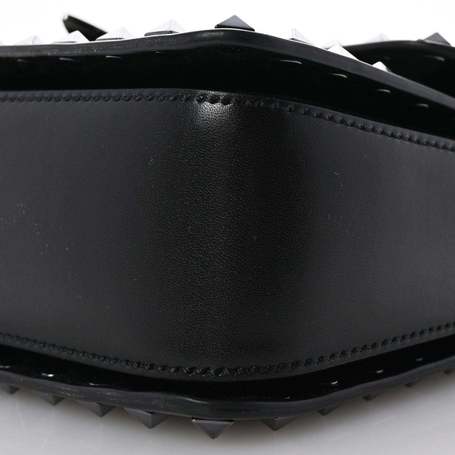 Valentino Garavani Smooth Calfskin Enamel Tonal Rockstud23 Shoulder Bag Black 9 of 9