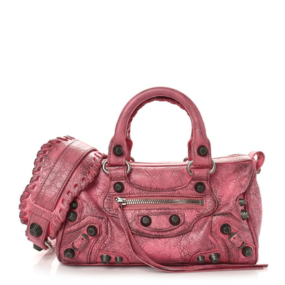 Balenciaga Agneau Arena Dirty Effect Mini Le Cagole Duffle Crossbody Bag Sweet Pink 3 of 10