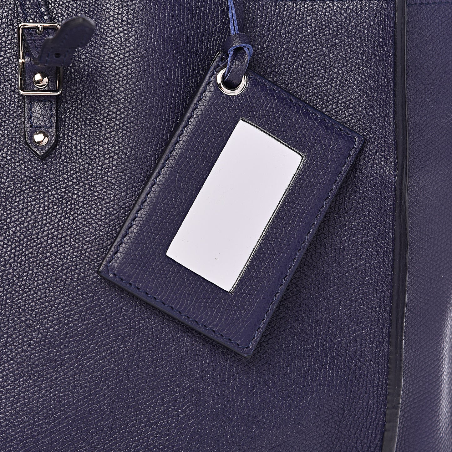 Calfskin Papier A4 Zip Around Plate Tote Bleu Indigo