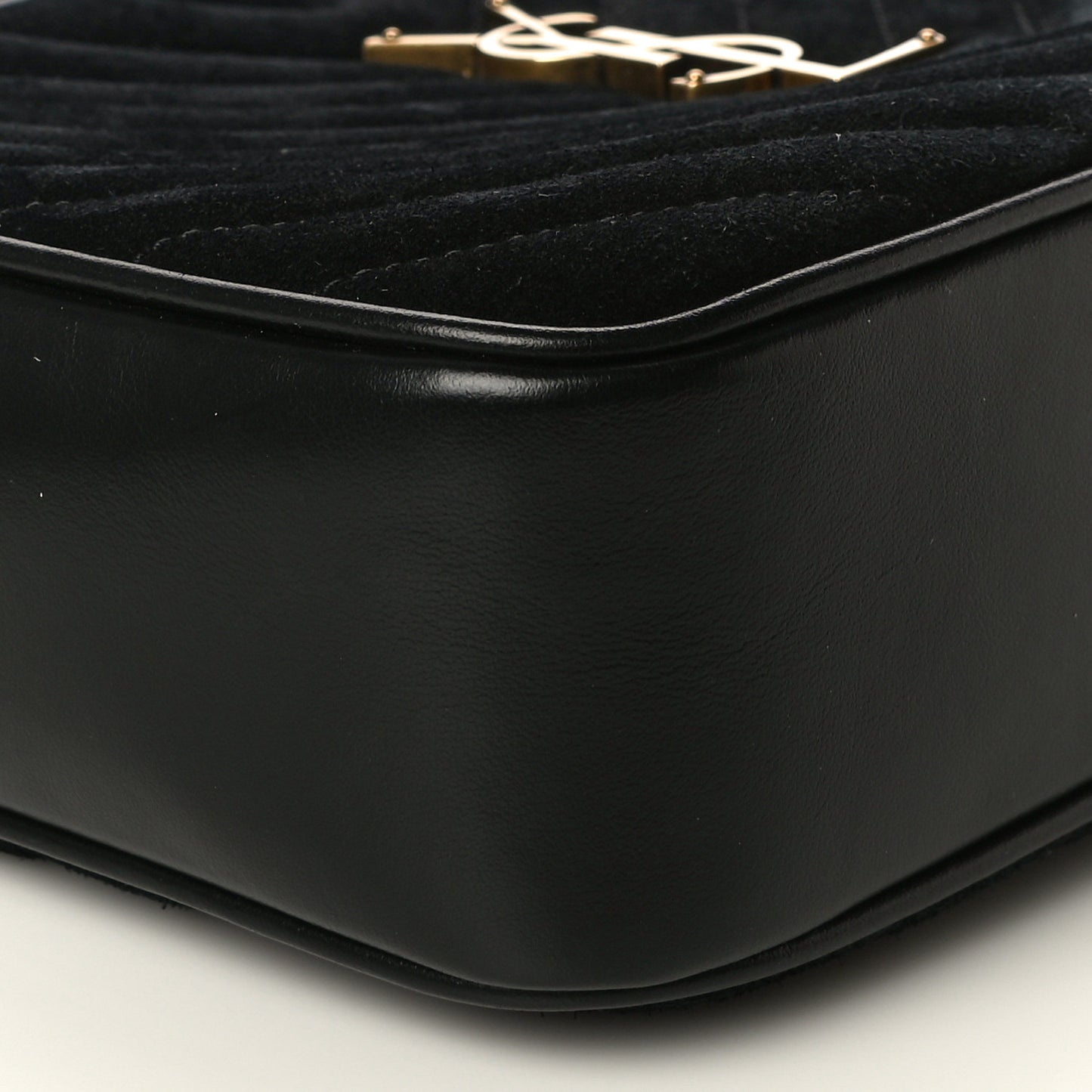 Suede Calfskin Monogram Lou Camera Bag Black