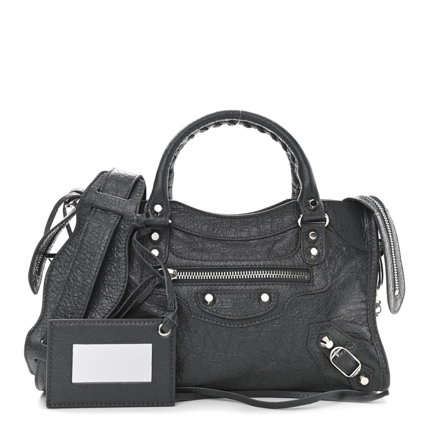 Agneau Classic Silver Hardware Mini City Gris Fossile