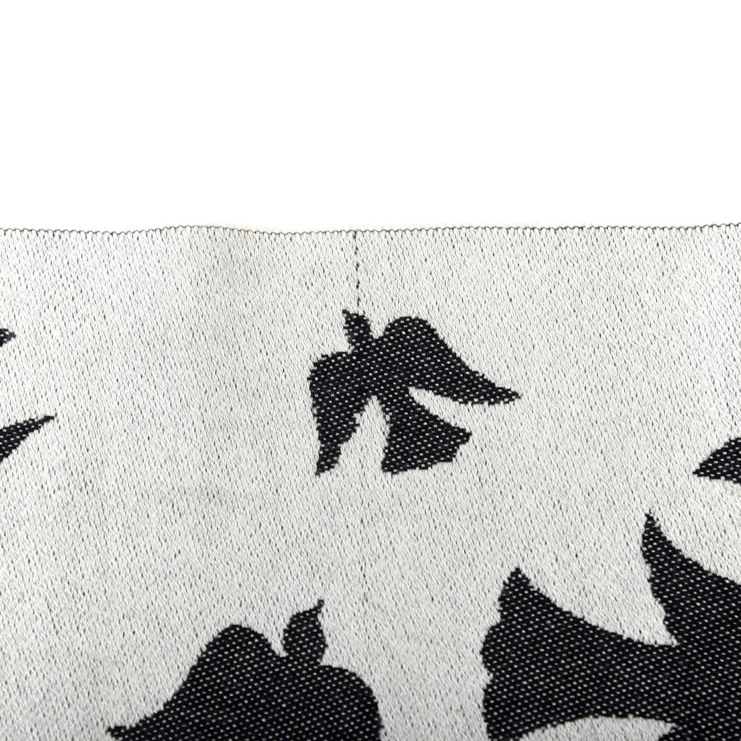 Wool Skull Bird Stole Scarf Black