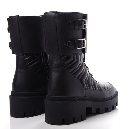 Gucci Nappa Frances GG Matelasse Platform Combat Boots 37 Black 4 of 11