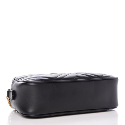 Gucci Calfskin Matelasse Small GG Marmont Chain Shoulder Bag Black 4 of 7