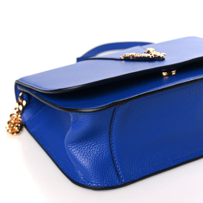 Versace Grainy Calfskin Virtus Chain Crossbody Blue 7 of 8